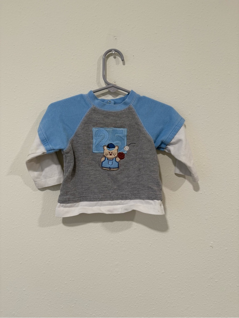 Vtg First Moments baby boy Shirt baseball Bear  6/9 months